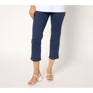 Belle by Kim Gravel Regular TripleLuxe Twill Eyelet Palms Crop Jean
