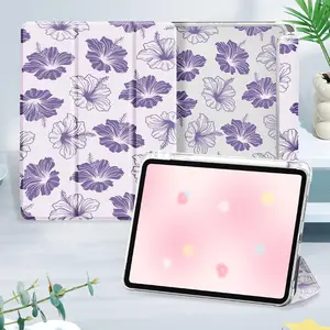 Floral Pattern Tablet Case with Pen Slot, Anti-drop & Anti-scratch Tablet Protective Cover, Tablet Accessories Compatible with iPad Mini 4/5/6/7, Air4/ Air5, Pro11 Inch, Huawei/Lenovo Tab, Xiaomi