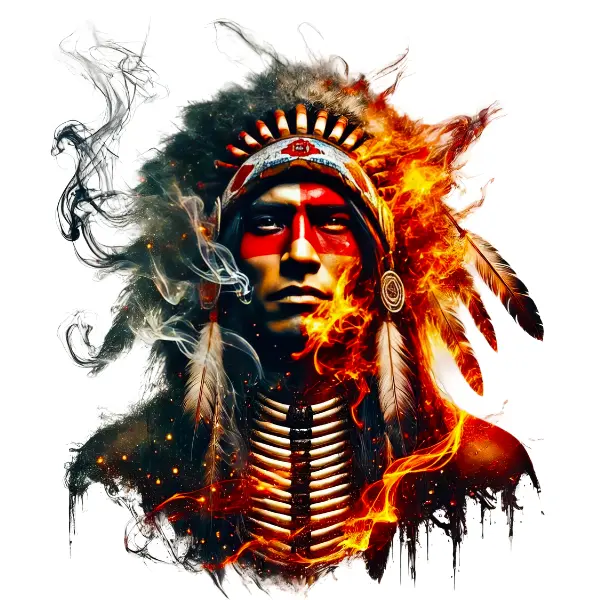 Ready-to-Press Native American Hot Peel DTF Transfer - Smoke and Fire Designs, Vibrant Colors, Convenient for Tribal Artwork DIY Projects, No Extra Prep Needed