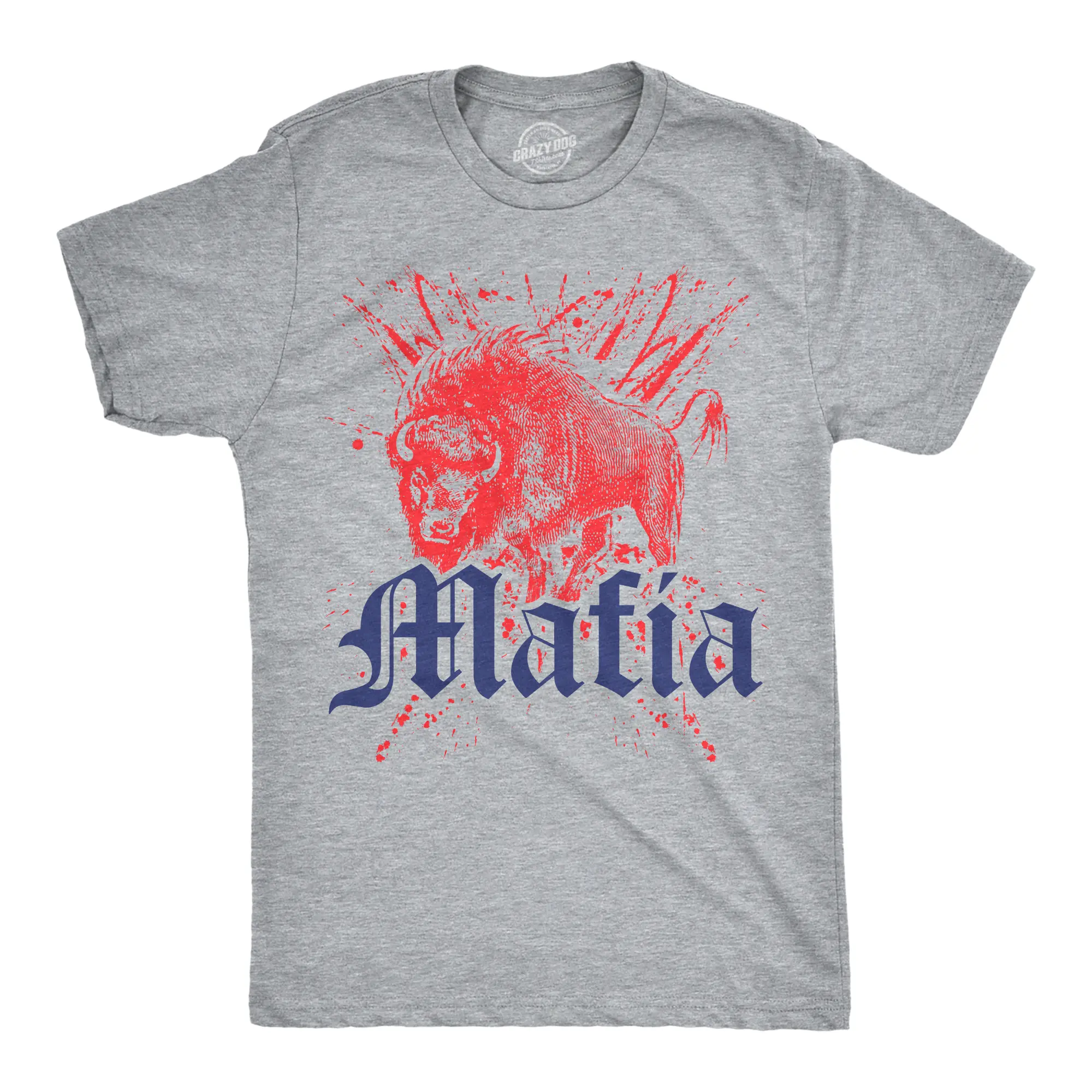 Mens Buffalo Mafia T Shirt Funny Football Graphic Novelty Tee for Guys Mens Funny T Shirts Cool Vintage Fashion T-Shirt Gift Classic Menswear Vintage Apparel for Men Funny Football Short Sleeve Novelty Tees for Light Grey