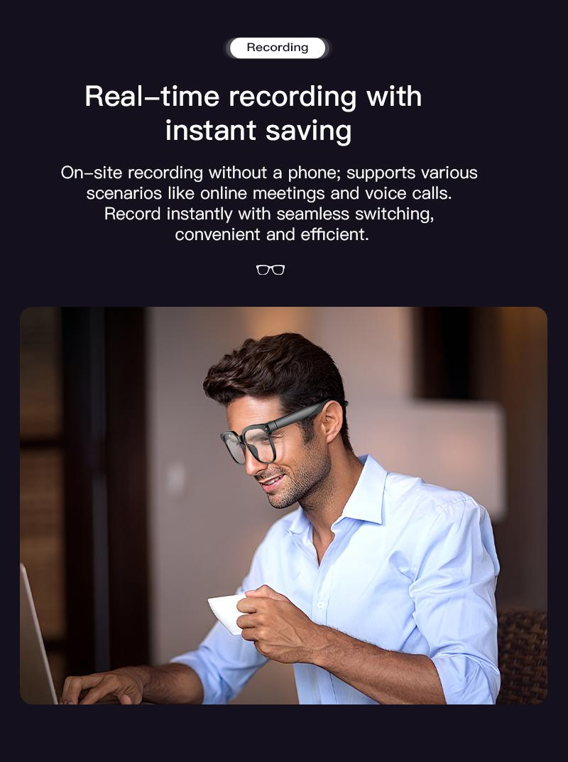 Smart AI Camera Glasses 8MP High-quality Photos Wearable Bluetooth Video Music WiFi Camera Translation AI Voice, button touch adjustment Sunglasses