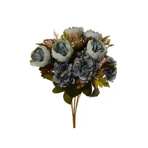 23" Silk Peony Hydrangea Bush Blue