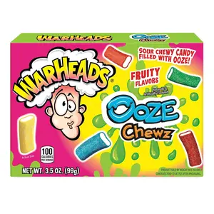 WARHEADS Ooze Chewz - Chewy Bite-Size Candy with Sour Filling - Mango, Strawberry, Green Apple, Black Cherry, Watermelon & Blue Raspberry Flavors - 3.5oz Theater Box