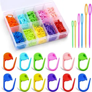 200 Pcs Stitch Markers for Crocheting, 10 Color Crochet Stitch Markers Knitting Locking Clip Pins with 6 Yarn Needles for DIY Craft Sewing
