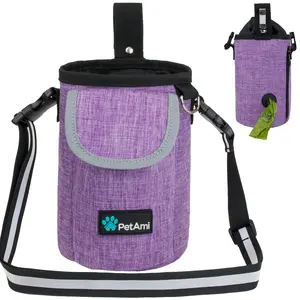 PetAmi Dog Treat Pouch, Large Pet Training Treat Pouch with Pocket, Dog Trainer Essentials Supply Holder with Poop Bag Dispenser, Training Bag for Kibbles, Toys, 3 Ways to Wear