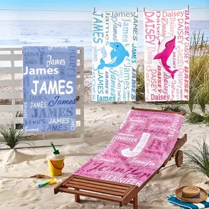 Personalized Kids Beach Towels Custom Sand Free Microfiber Beach Towel with Names & Monogram Customized Quick Dry Pool Towels for Girls Boys Standard Size Easter Gifts for Kids