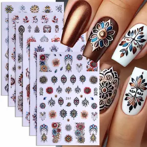 6pcs Bohemian 3D Nail Art Stickers Set, Paisley Floral Mystical Patterns, Perfect for Women & Girls, Decorative Nail Decals, Nail Art Sheet, Nail Art Supplies