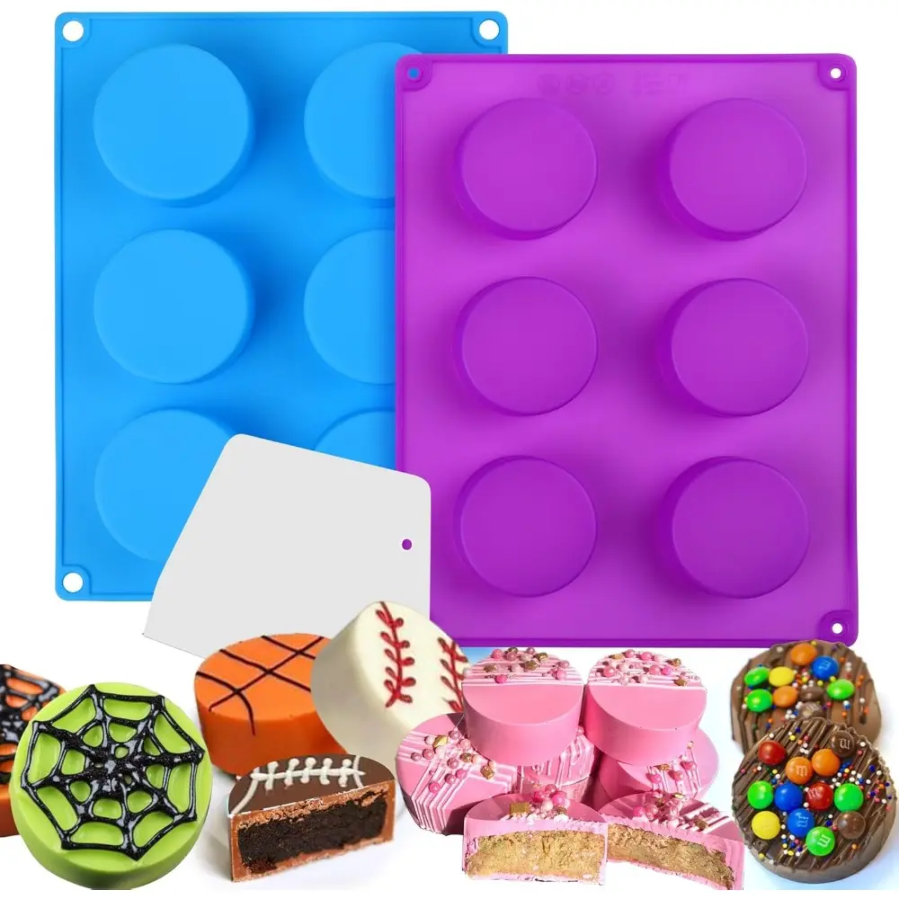 Cake Puck Mold Set, Chocolate Covered Cake Molds, Round Cake Pop Molds Silicone for Candy, Chocolate, Desserts Making Set of 3