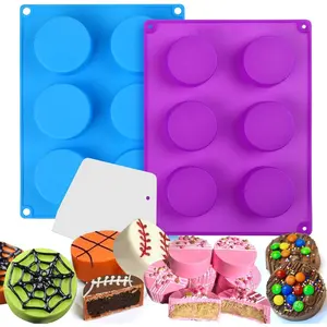 Cake Puck Mold Set, Chocolate Covered Cake Molds, Round Cake Pop Molds Silicone for Candy, Chocolate, Desserts Making Set of 3