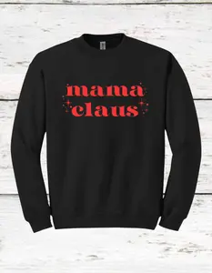 Mama Claus Shirt Cotton Casual Crew Neck Plain Black Womenswear Comfortable Soft Top Style Winter Breathable Underwear
