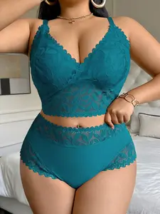 Sexy Elegance Aesthetic Lace Wireless Cami Set with Leaf Print, Maximum Support and Fitted Design, Unlined Women's Lingerie for All-Day Comfort Underwear