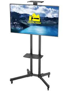 Universal Rolling TV Cart withTilt FeatureForged Mobile dual poleTVStand,Suitablefor 32-75-inch LCD/LED flat-panel/curved TVs.15° tilt TV cart.Capacity up to 110 LBS (50KG),Max VESA 600mmx400mm,with laptop holder.Rolls flat to the floor. Lockable wheels.