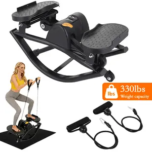 Rocking Stepper Machine, Quiet 3D Lateral Rock Stepper with Resistance Bands for Home Workout, 330 lbs Capacity, Compact Design with Built-In Counter​​​​​​