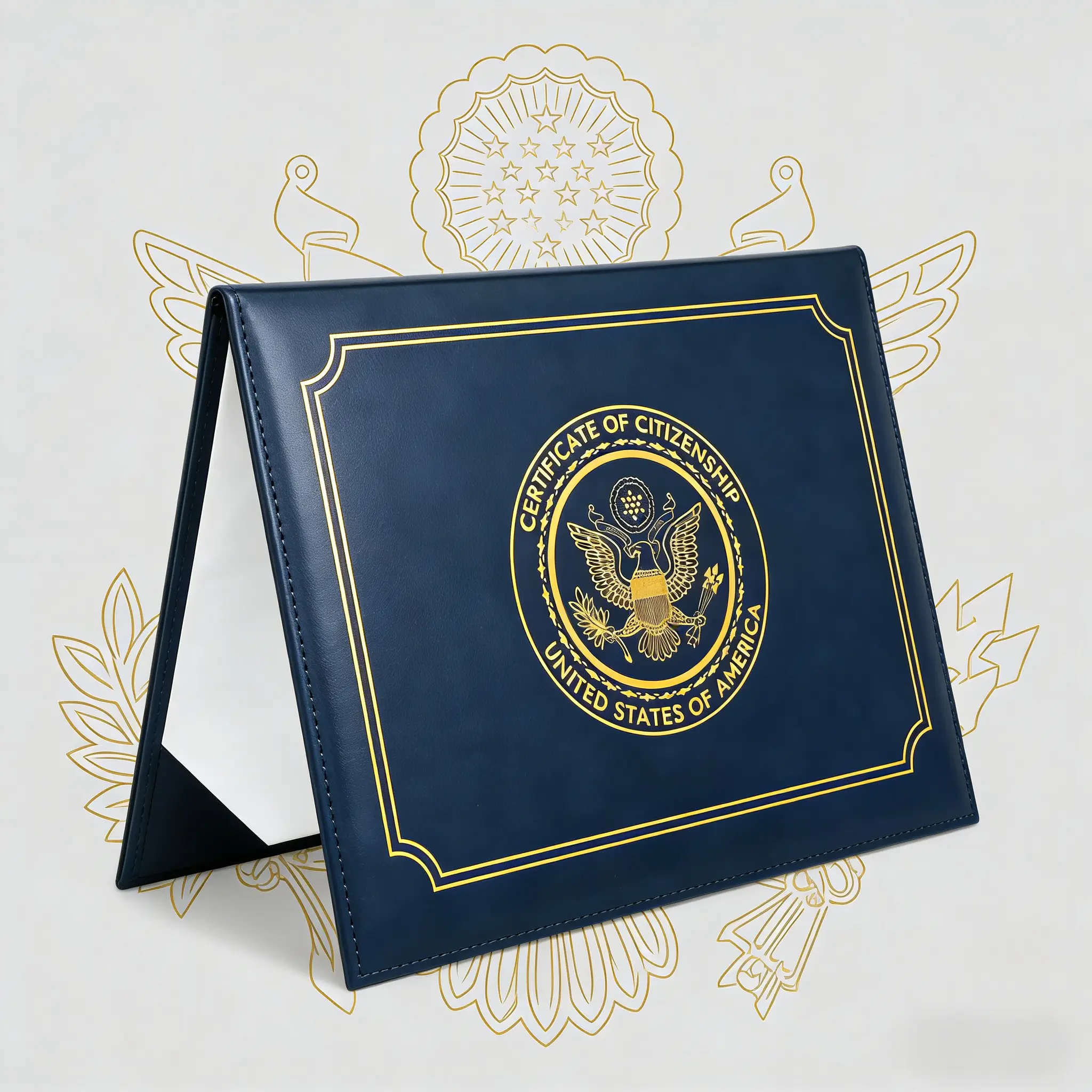 US Citizenship Certificate Holder PU Naturalization Certificate Holder with Gold American Seal Durable PU Material Secure Document Storage Passport Cover Passport Wallet