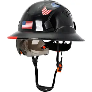 Full Brim Hard Hat with Clear Visor Cascos De Construccion Vented Hard Hat with Chin Strap Adjustable Cool Vent Work Helmet for Men Women