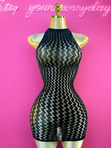 Sexy High Elasticity Fishnet Mesh Bodycon Dress, Hollow Out Design, Slim-Fitting Beach Vacation Skirt, All Seasons Casual Style