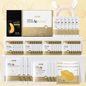43Pcs Snail Collagen Travel-Size Skincare Set, Skin Care Kits, Includes Cleanser, Essence, Eye Cream, Moisturizer, Sleeping Mask, Lip Mask, Eye Patch & Gel Mask, Deep Moisturizing Repairing, Hydrating Soothing, Best Gift