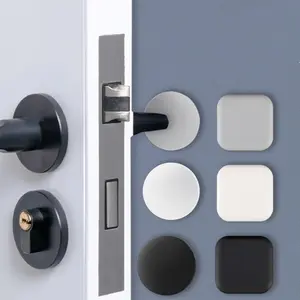No Drill Self-Adhesive Silicone Door Stopper Bumper Pads, Round Square Shape Noise Reduction Wall Protector, Furniture Handle Cushion Guards, Non-Slip Durable Multi-Surface Safety Kit for Home Office