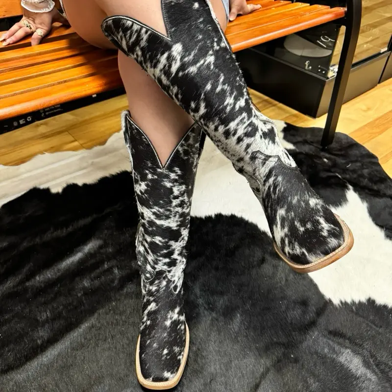 WOMEN COWHIDE SQUARE TOE BOOTS WOMEN COWHIDE SQUARE TOE BOOTS
