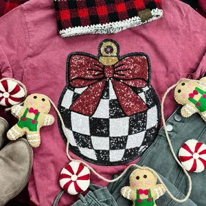 Black and White Checkered Bulb Sequin Patch