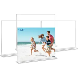 Picture Frames 8x10 inches, 4 Pack Clear Plastic Picture Frames Holder Standing,8x10 Double Sided Picture Desktop Display for Photo Home Office - Horizontal