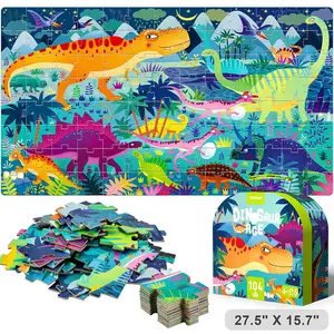 Mideer Dinosaur & Ocean Puzzles for Kids Ages 4-8, 104pcs Large Size Jigsaw Puzzles with Hand-held Gift Box, Preschool Learning & Education Toys, Dinosaur Floor Puzzles &  Wonderful Ocean Puzzles for Kids Age 4-8