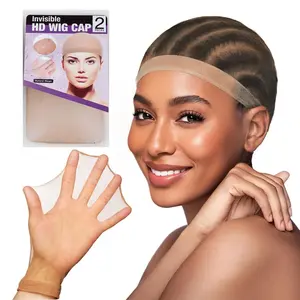 Skinlike Real HD Wig Cap 2-Pack Ultra-Thin Invisible Brown Sheer Stretchy Stocking Cap for Lace Front Wigs One Size Fits AllSweat-Proof Comfortable Daily Wear No Slip