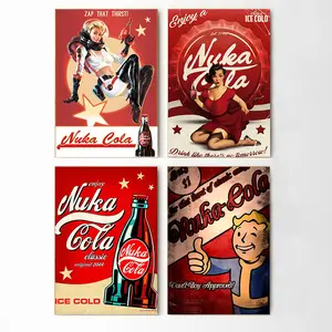 Nuka Cola Poster Nuka World Wall Art Home Decor Kraft Paper Print Game Postereen Fans Girls Boys Birthday Gifts for Gaming Lovers