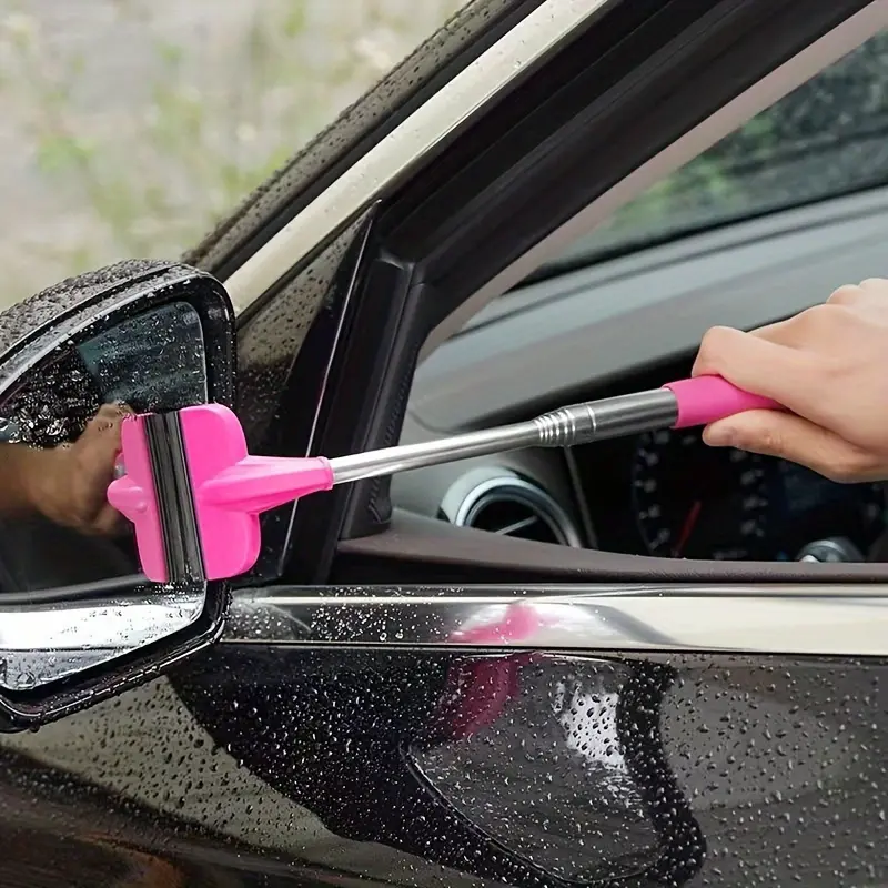 2-in-1 Retractable Portable Wiper: Perfect for Cleaning Car Rearview Mirrors, Gas Station Windows, Shower Glass & Windshields! Car Windshield Cleaner