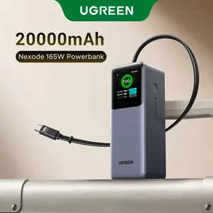 UGREEN Nexode Power Bank 20000mAh 165W with Built-in Retractable USB C Cable Laptop Travel Portable Charger, 100W Input, Fast Charging for MacBook Pro/Air/iPhone 17 16/iPad Pro/Galaxy S25 Ultra/Dell/HP and More ,TikTokShopSpringGlowUp,Greenish