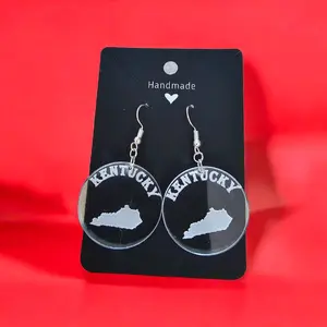 Round Clear Acrylic 50 State + DC Earrings