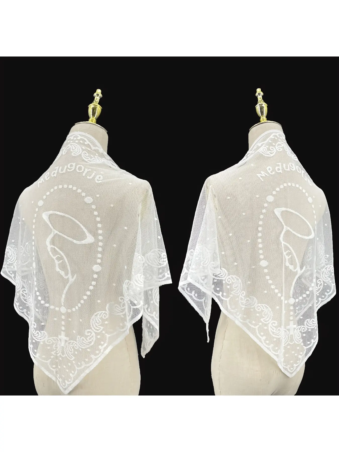 The Virgin Mary embroidered triangular headscarf, Square Head Scarves, ethnic style women's lightweight shawl, square scarf, fashionable silk scarf for commuting, Lace Sheer Shawl