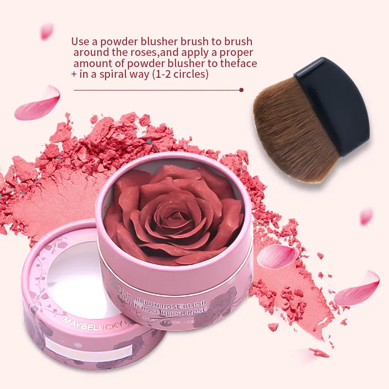 MAYBELUCKY Rose Petal Blush 3D Flower Design Long Lasting Natural