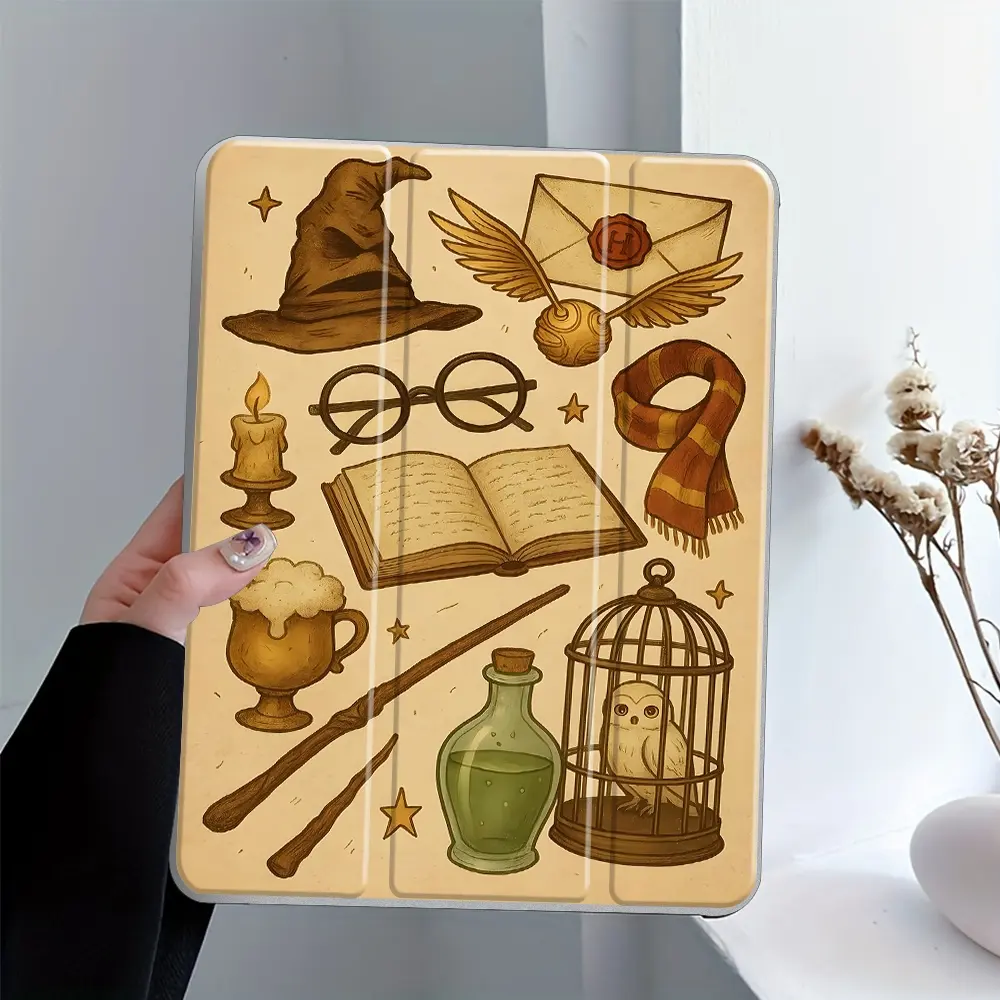Fantasy Wizardry Magic Items Protective Cover Design iPad Case Transparent Acrylic Hard Back Panel With Pencil Slot, Suitable for Ipad mini pro air, Tablet, Scratch-resistant Ultra-thin Protective Case Tablet Casing, Tablet Covers, Ipad Accessories