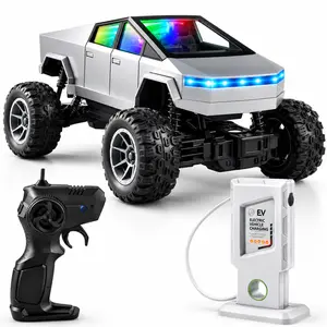 RC Cyber Truck Remote Control Car for Kids, Rechargeable Off Road Monster Truck Toy with LED Lights, 2.4GHz RC Pickup Vehicle, Large Tires, Indoor Outdoor Gift