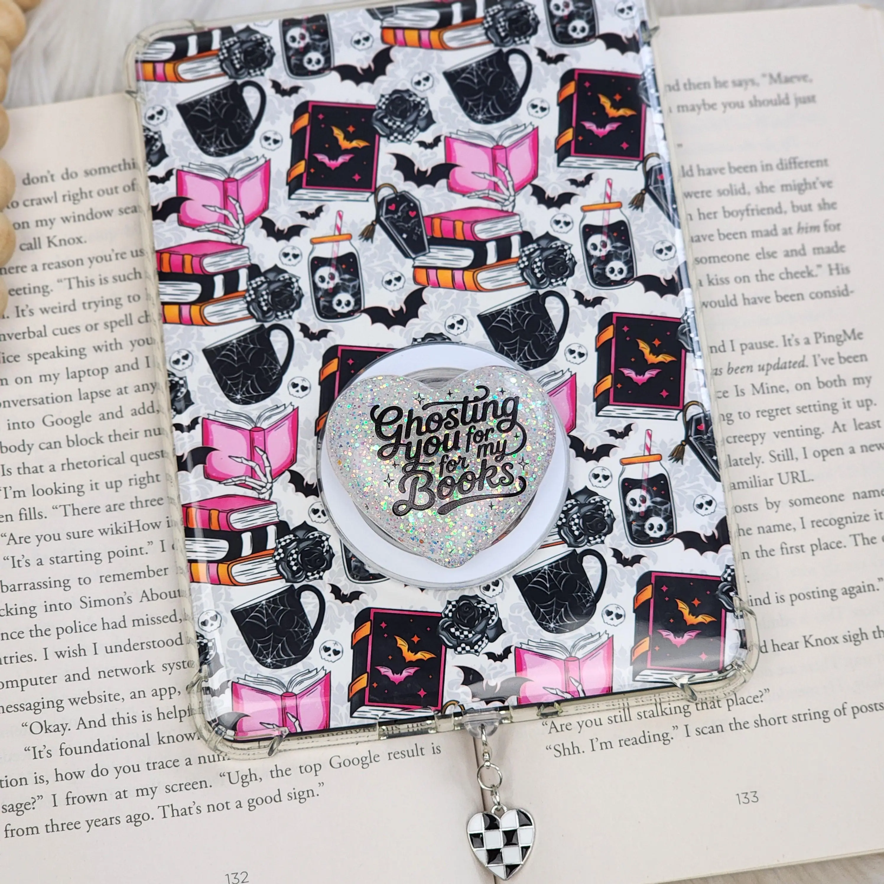 Kindle Accessories Set | Ghosting Haunted Reader | Insert, Grip & Charm