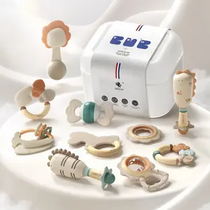 Evoceler Softness Staged Teething Toys (30° Super Soft, 50° Soft, 70° Regular) for Baby Teething Relief - 10 Pcs Pacifier-Grade Silicone Rattle Teethers for Babies 2-5, 5-9, 9-18+ Months, BPA Free