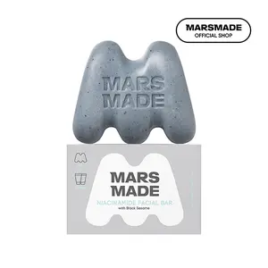MARSMADE Niacinamide Facial Bar with Black Sesame - Official Product Nourishing & Moisturizing Face Wash Soap Bar for All Skin Types - Vegan & Travel-Friendly Korean Skincare (95g, 3.35 oz)