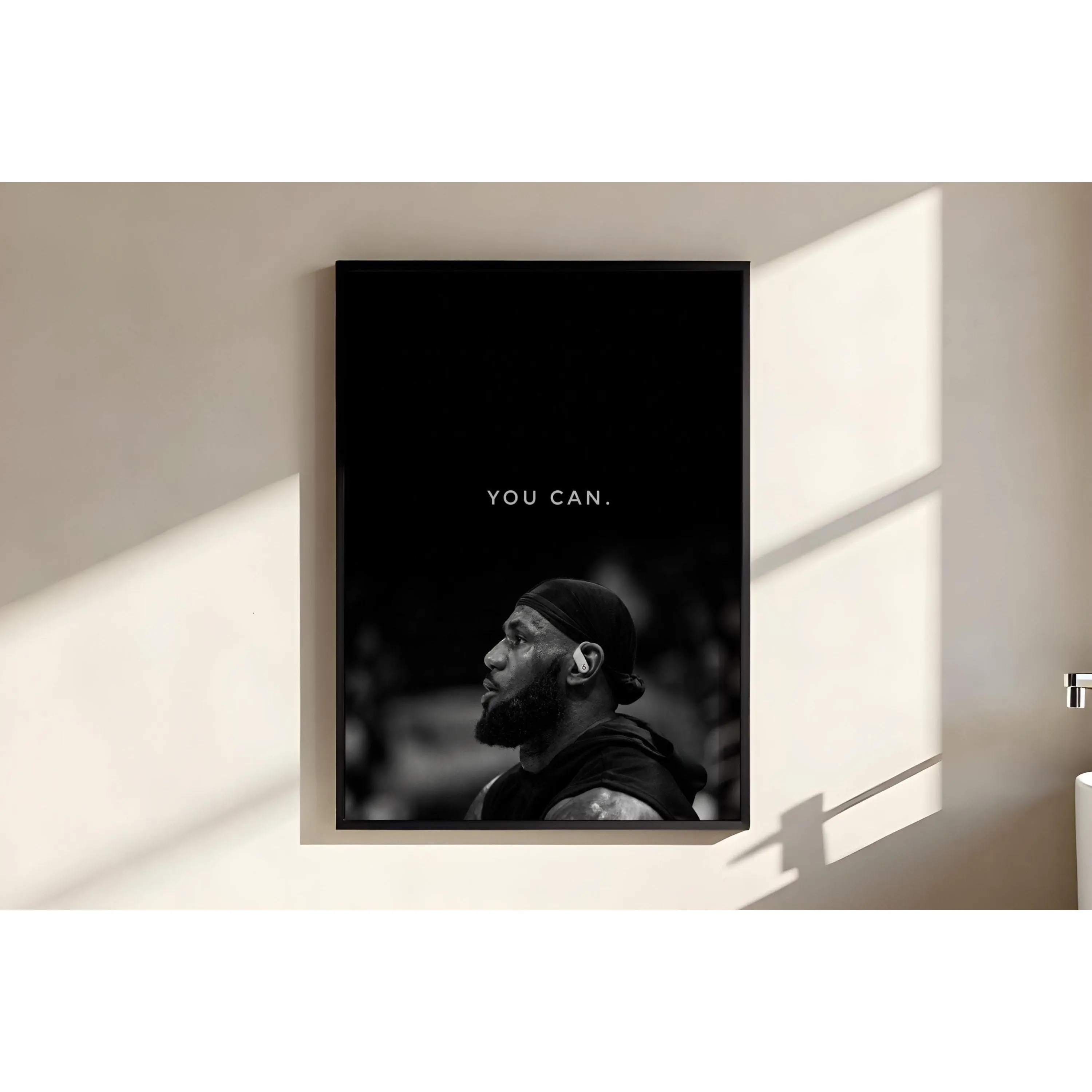 LeBron James Motivational Poster – Black and White Basketball Focus Print for Gym, Office