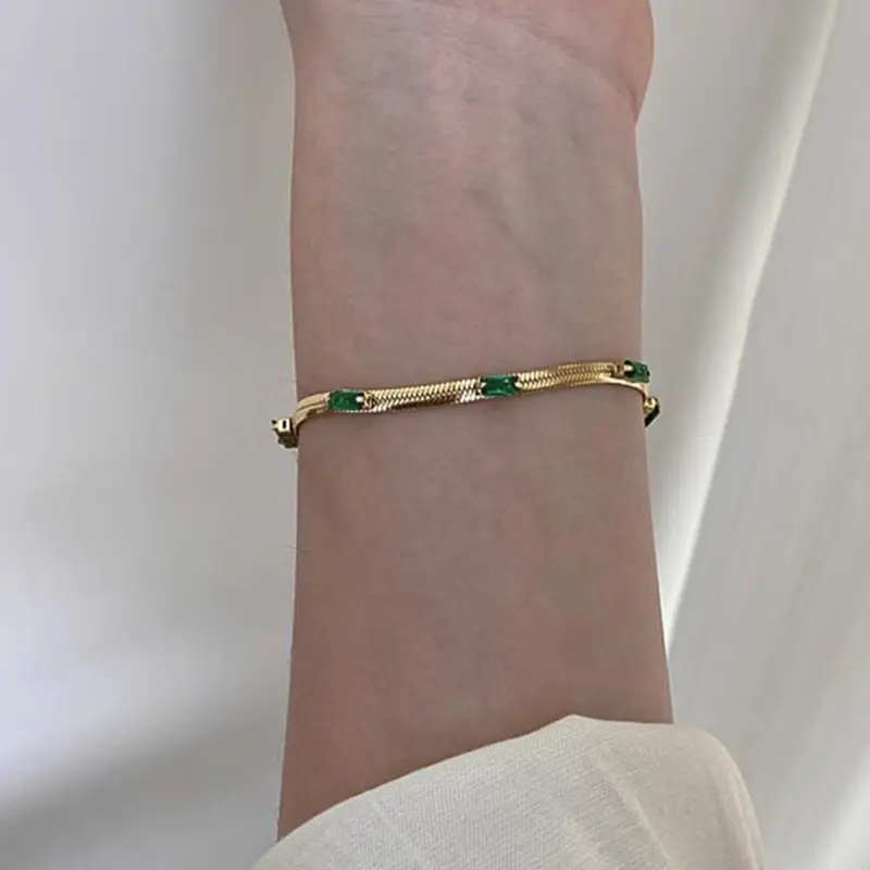 Women's Elegant Artificial Crystal Decorated Stainless Steel Bracelet, Trendy Bracelet, Fashionable Jewelry for Women, Minimalist Aesthetic Jewelry Gift, Dainty Crystal Bracelet