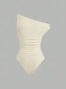 Women's Asymmetrical Shoulder Sleeveless Jumpsuit, Fashionable and Slim-Fitting, Perfect for Women, Stylish One-Piece, Minimalist