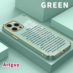 Luxury Electroplated Phone Case for iPhone 17 16 E Pro Max 15 Plus 14 13 12 11 Air Divine Shepherd Psalm Pattern Soft TPU Silicone Ultra Slim cellphone Cover