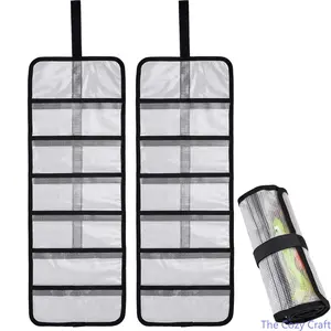 Roll-Up Fishing Bag, Large Capacity Transparent Tackle and Bait Organizer, Portable Multi-Compartment Fishing Gear Pouch for Rods, Lures, Hooks, Outdoor Anglers Storage