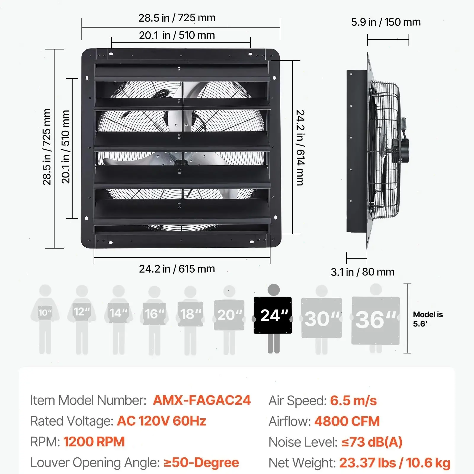 24 inch/900 CFM With Speed Controller