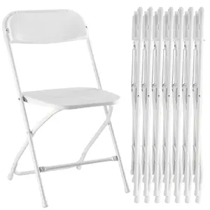 Folding Chair, Plastic Foldable Chairs with 330-Pound Capacity, Sturdy Metal Portable Chair, Easy to Use and Store, Outdoor and Indoor, for Home, Office, Party