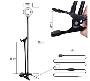 LED Selfie Ring Light with 8cm Alloy-Aluminium Stand, Adjustable Multifunction Makeup Light for Mobile Phone Live Streaming, Mobile Phone Accessories with Tripod, Rubber Grip, and Cable