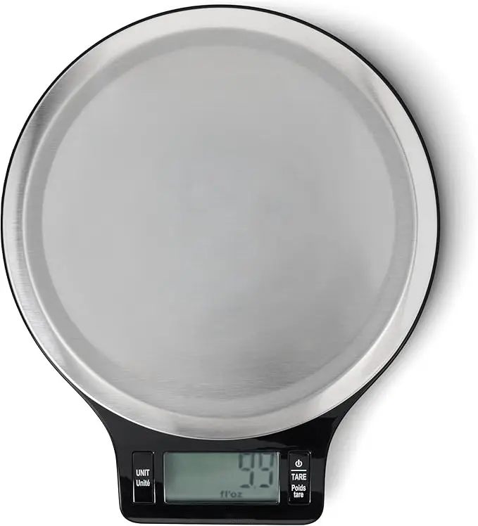 Digital Kitchen Scale with LCD Display, Tare Function, Multiple Units, Weighs up to 11 Pounds, Batteries Included, Black and Stainless Steel