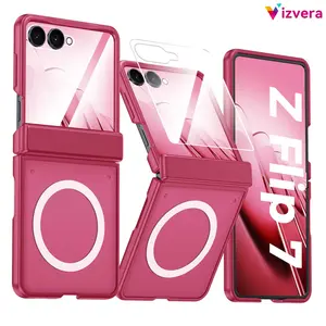 Vizvera for Samsung Galaxy Z Flip 7 Magnetic Case – Slim Matte Design, Screen Protector, Hinge Protection, Shockproof Cover