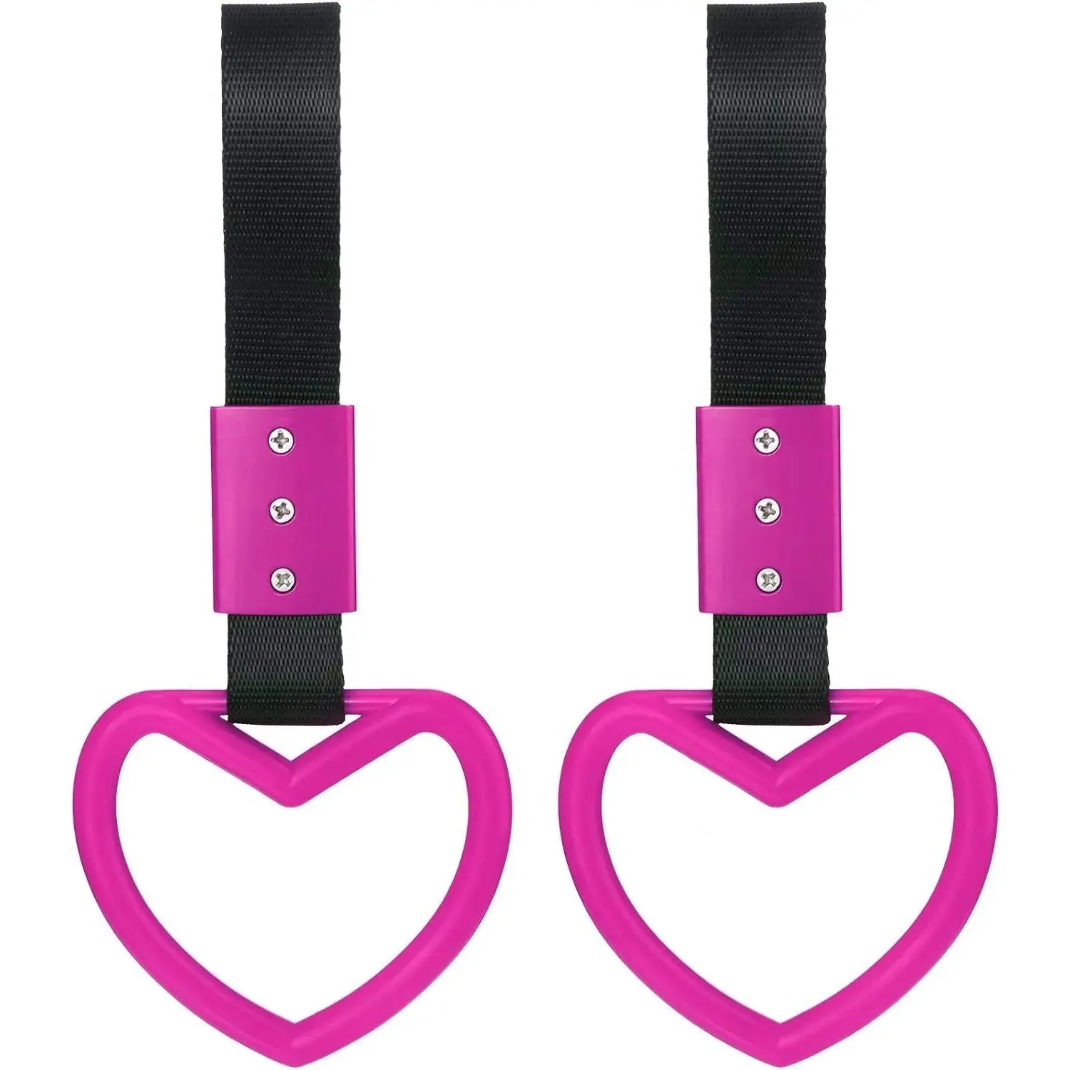2 Pieces Rings Heart Shaped Car Handle Straps Drift Charm Rear Bumper Warning Ring Decor Subway Bus Broken Heart Handle for Car Interior