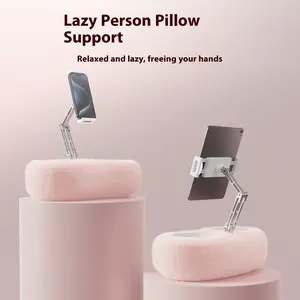 Soft Plush Pillow Stand for Kindle iPad Tablet, Adjustable Multi-Angle Reading Cushion with Snack Bowl, Compatible with Various Devices, Tablet Holder Stand